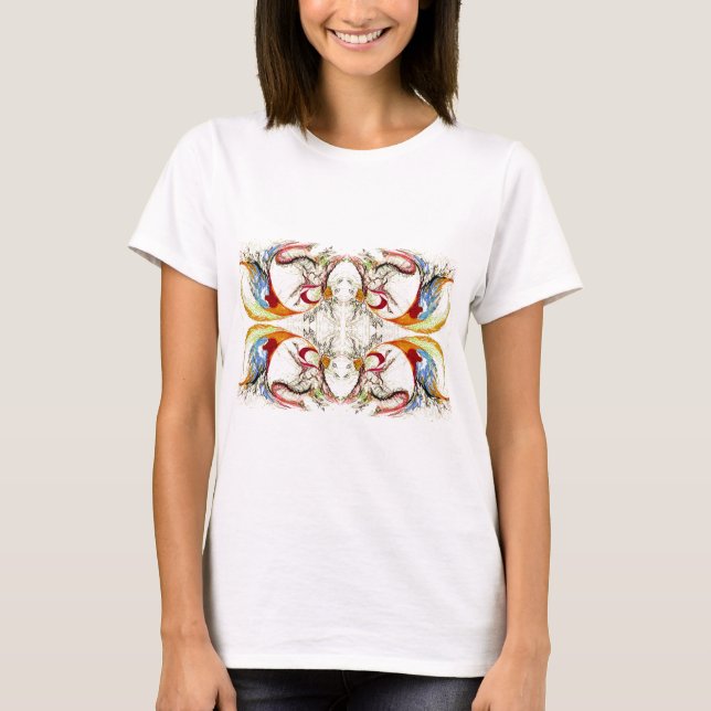 Trees and Birds fantasy T-Shirt (Front)
