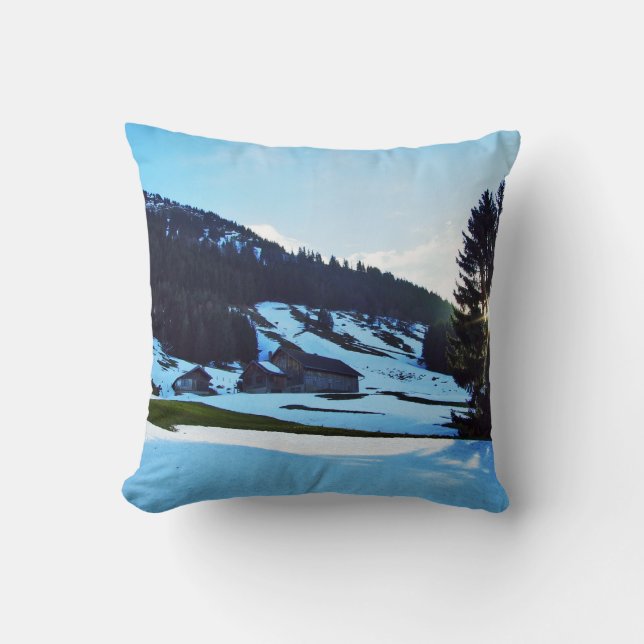 Trees and coniferous forests Spitzli hill Throw Pillow (Front)