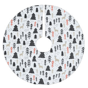 Trees and deer brushed polyester tree skirt