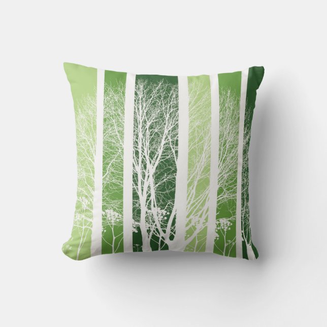 Tree's and Fresh Green Colours Throw Pillow (Front)