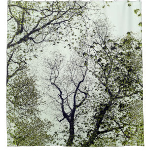 Trees and Leaves Olive and Seafoam Green