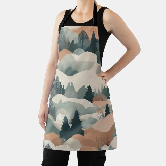 Trees and Mountains Boho Abstract Design Apron (Insitu)