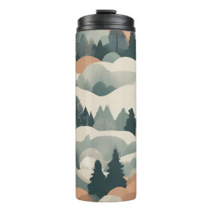 Trees and Mountains Boho Abstract Design Thermal Tumbler