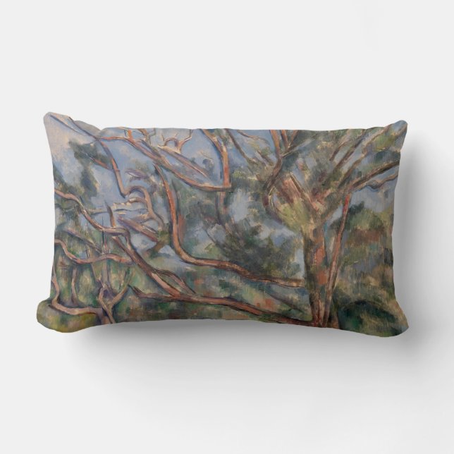 Trees and Road, Post Impressionist Landscape Lumbar Pillow (Front)