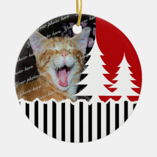 Trees and Stripes Photo Ceramic Ornament