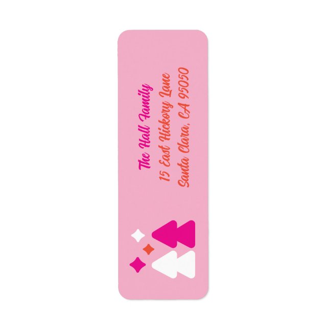 Trees and Twinkles in Pink Return Address Label (Front)
