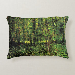 Trees and Undergrowth by Vincent van Gogh Accent Pillow