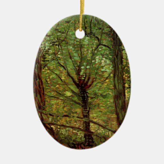 Trees and Undergrowth by Vincent van Gogh Ceramic Ornament (Front)