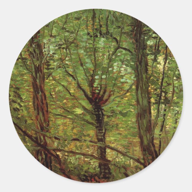 Trees and Undergrowth by Vincent van Gogh Classic Round Sticker (Front)