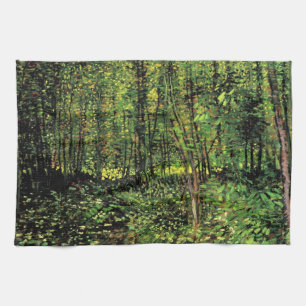 Trees and Undergrowth by Vincent van Gogh Kitchen Towel