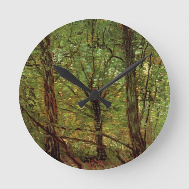 Trees and Undergrowth by Vincent van Gogh Round Clock (Front)