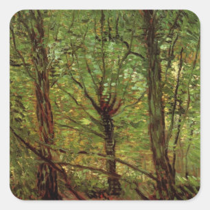 Trees and Undergrowth by Vincent van Gogh Square Sticker