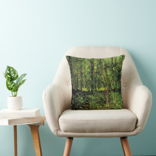 Trees and Undergrowth by Vincent van Gogh Throw Pillow