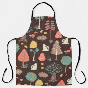 Trees Animals: Hand-Drawn Nature Scene. Apron