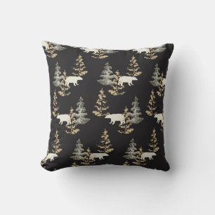 trees & bears patterned  throw pillow