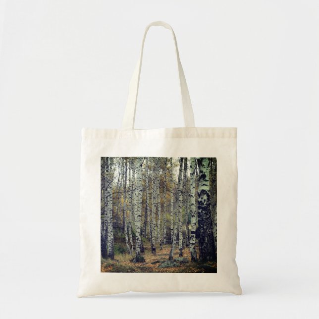 Trees Birch Forrest Autumn Photo Budget Tote Bag (Front)