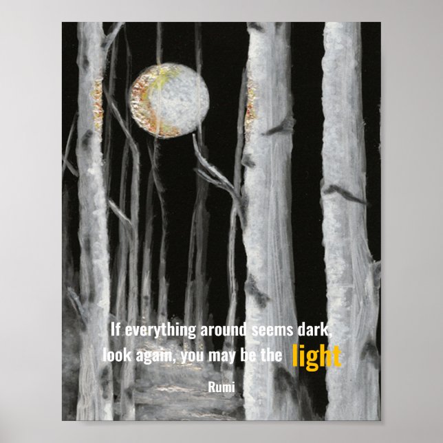 Trees Black White Gold Rumi Value Poster (Front)