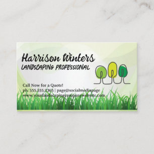 Trees Doodles Logo   Grass   Landscaping  Business Card