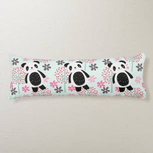Trees, Flowers, and Panda Bears Body Pillow