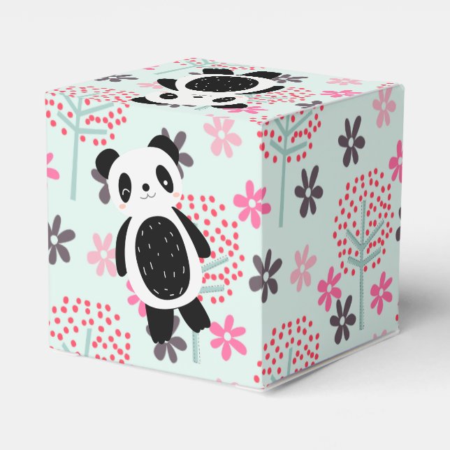 Trees, Flowers, and Panda Bears Favor Box (Back Side)