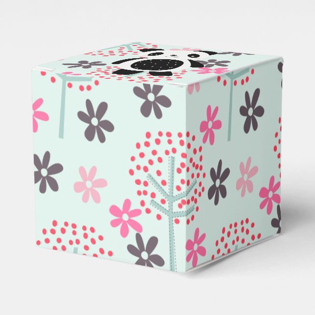 Trees, Flowers, and Panda Bears Favor Box (Front Side)