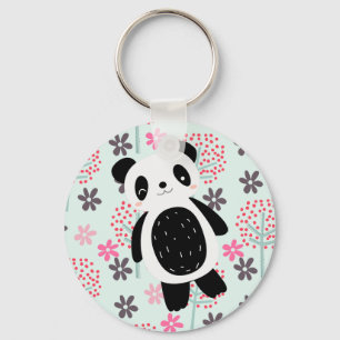 Trees, Flowers, and Panda Bears Keychain