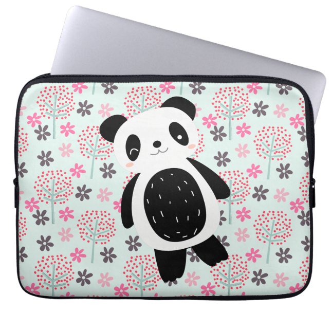 Trees, Flowers, and Panda Bears Laptop Sleeve (Front)