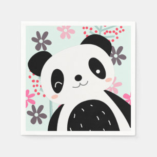 Trees, Flowers, and Panda Bears Napkin
