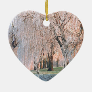 Trees Ice Covered Willow Ceramic Ornament