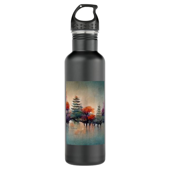 Trees in a surreal painting, pastel colours, abstr 710 ml water bottle (Front)