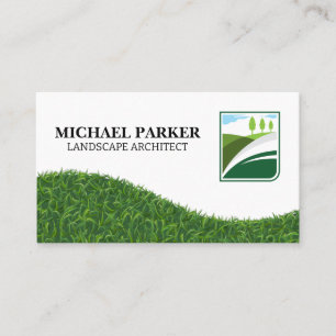Trees in Field Logo   Grass Landscape Business Card