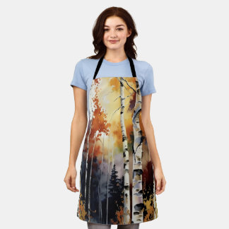 Trees in the Forest Birch with sunlight Apron