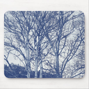 Trees in Winter - Cyanotype Effect Mouse Pad