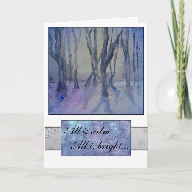 Trees In  Winter Landscape Holiday Card (Front)