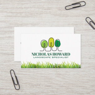 Trees Logo Grass Business Card