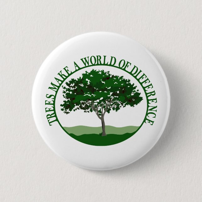 Trees Make a World of Difference Pin Back Button (Front)