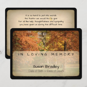 Trees Memorial Sympathy Thank You with texts 2 Invitation