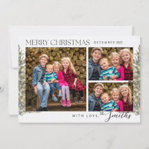 Trees Merry Christmas Three Photo Card