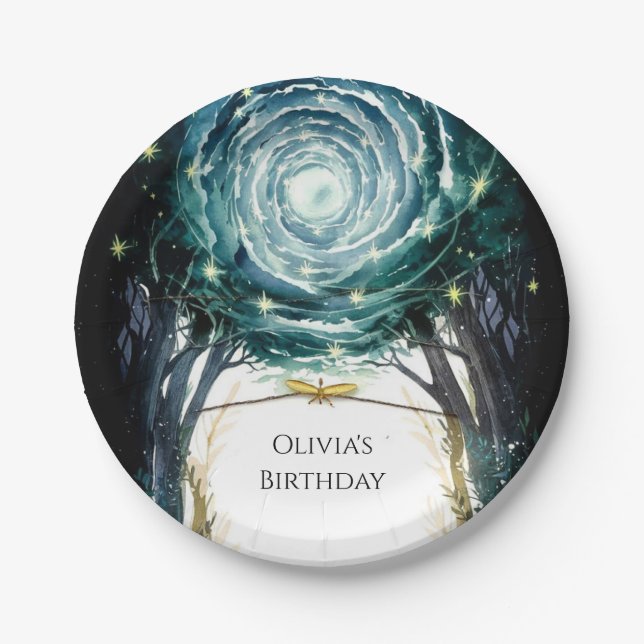 Trees of Magic Woodland Birthday Paper Plate (Front)