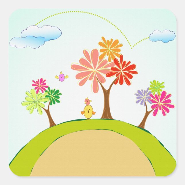 trees on a hill stickers (Front)