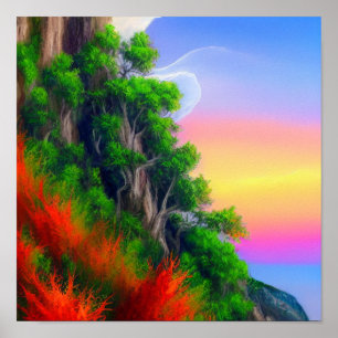 Trees on a Mountainside Poster