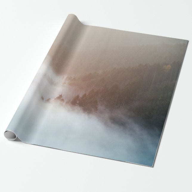 Trees on mountain covered with fogs wrapping paper (Unrolled)