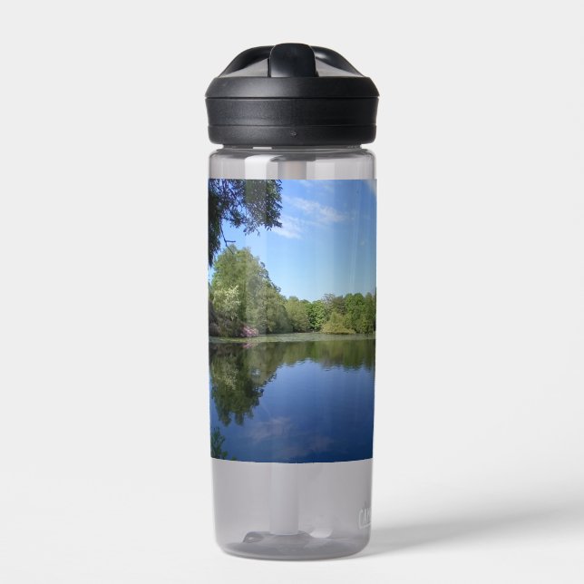 Trees on the river - part of the reflection series water bottle (Front)