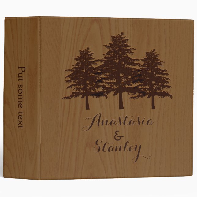Trees on wood brown woodland wedding planner binder (Front/Spine)