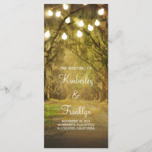 Trees Path String Lights Wedding Programs