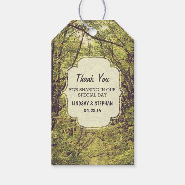 Trees Path Wedding Thank You Gift Tags (Front)