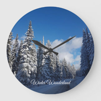 trees peaceful calming snow scenery winter large clock