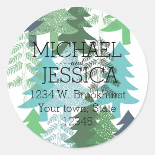 Trees Personalized address Classic Round Sticker