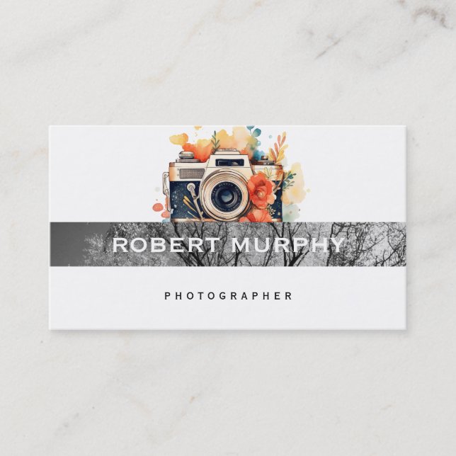 Trees | Photography | Camera Flowers Business Card (Front)