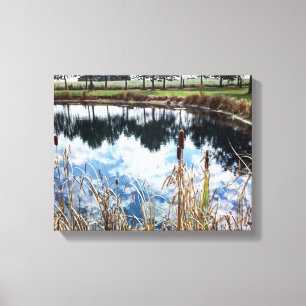 Trees Pond Landscape Michigan Photography Art Canvas Print